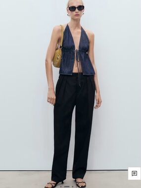 Mango Black High-Rise Trousers, Large garment